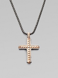 From the Alchemy in the UK Collection. A bold cross pendant of sterling silver, textured, studded and finished with rose goldplatng and black rhodium-plated accents, on a chunky chain of oxidized silver.Sterling silverRose goldplated and rhodium plated accentsChain length, about 24Pendant length, about 1½Lobster claspImported
