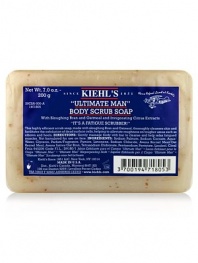 This highly efficient scrub soap, made with sloughing Bran and Oatmeal, thoroughly cleanses skin and facilitates the exfoliation of dead surface cells, helping to alleviate roughness on tougher areas such as elbows and heels. 7 oz. 