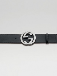 Interlocking round G-belt. Venice black. Approx. 1½ wide Made in Italy 
