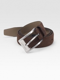 A sophisticated classic, designed in soft suede with a brushed silver buckle. About 1 wide Imported 