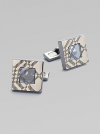A tony twill pattern gives these smart cuff links undeniable style.94% brass/4% stainless steel/2% enamel½ squareImported