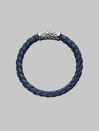 From the Weave Collection. A bold look crafted from braided rubber is accented with a silver chevron clasp. 8mm wide About 8½ long Rubber Imported