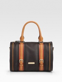 An impeccably-structured bag, crafted from rich pebble-grain leather with smooth contrast leather buckles and versatile handles.Double top handles, 4 dropAdjustable removable shoulder strap, 21-23½ dropTop zip closureOne inside zip pocketTwo inside open pocketsCotton lining12¼W X 9½H X 4¾DImported
