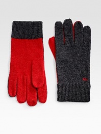 Contrast color wool-nylon gloves with signature MJ logo detail.Ribbed hem80% wool/20% nylonDry cleanImported