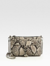 EXCLUSIVELY AT SAKS. Sleek and versatile design in exotic python-print leather, finished with polished hardware and a removable chain strap.Removable shoulder strap, 20 dropTop-zip closureOne outside zip pocketProtective metal feetOne inside zip pocketTwo inside open pocketsFully lined9W X 6H X 1½DImported