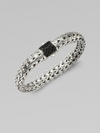 From the Chain Collection. A pretty, woven chain accented with black sapphire adorned clasp. Black sapphiresSterling silverPush clasp closureLength, about 7¾Imported 