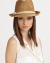 Crocheted straw, in a chic, classic silhouette adorned with a corded band.Corded bandBrim, about 2Paper braidSpot cleanImported