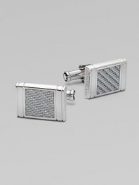 Silver Square Cuff Links Sterling silver with silver-colored glass fiber inlay.Sterling silver¾ x ½Imported