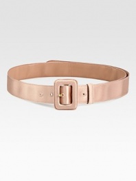 This feminine design boasts a subtle sheen and a pretty, self-covered buckle. Width, about 1¼Made in Italy