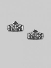 An intricately patterned design of hand-forged sterling silver.Sterling silver Length, about 1 T back Made in USA
