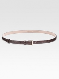 Crocodile belt with engraved logo on square buckle.About ½ wide Made in Italy 