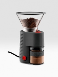 This essential, totally electric part of the coffee-making ritual is completely adjustable - twisting the upper bean container determines how finely ground the beans will be. Most coffee grinders use plastic receptacle containers, but plastic causes the powder gets statically charged and easily spills.