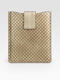 Logo-stamped metallic leather iPad® case with a chic flap closure.Velcro® flap closureFully linedAccommodates the iPad® 2 8¾W X 10¼H X 1DMade in ItalyPlease note: iPad® not included