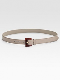 A classic style in supple goatskin leather accented with a square contrast buckle. Width, about 1Made in Italy