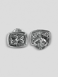 Handsome cross design is crafted from fine sterling silver with detailed engraving. ½ X ¾ Made in USA