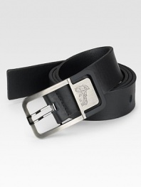 Soft Italian leather with signature engraved metal buckle.About 1½ wideMade in Italy