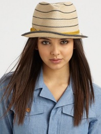 This casual, striped style is accented with a knotted cord band. 90% hemp/10% cottonBrim, about 1½Hand washMade in USA of imported fabrics 