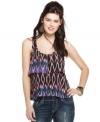 Awesome tribal print plus a tiered construction equal a top that steps up your warm-weather-wear game! From Material Girl.