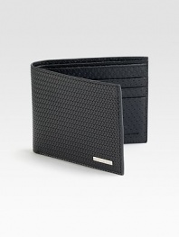 Intricately woven Italian minitreccia leather defines this basic bi-fold design.Two billfold compartmentsSix card slots4½ x 3½Made in Italy
