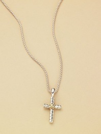 From the Cable Kids® Collection. A graceful cross of sterling silver with Yurman's signature twisted cable and accents of 18k gold, on a silver box chain. Sterling silver and 18k yellow gold Chain length, about 14 Pendant length, about ½ Lobster clasp Made in USA