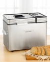 Fill your home with the heavenly aroma of fresh baked bread. This bread maker, classically designed and housed in stunning brushed stainless steel, offers 10 preset menu options including exclusive low carb, gluten-free and rustic artisan dough settings. In all, this appliance bakes over 100 combinations of bread, pizza dough, sweet cakes, jams and more. Three-year limited warranty.