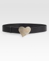 A supple style with a whimsical logo engraved heart buckle. Width, about 1½ Imported 