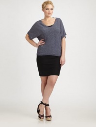 Super soft, a grainy knit that offers much-coveted texture and an ultra-feminine, oval shape this season. V-necklineElbow-length sleevesRibbed trimPull-on styleAbout 25 from shoulder to hem45% linen/29% cotton/14% nylon/12% rayonHand washImported