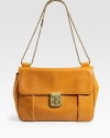 EXCLUSIVELY AT SAKS in Apricot. A pop of vivid color takes this roomy calfskin design to the next level, featuring an adjustable chain to be worn long across the body or doubled, over the shoulder.Adjustable shoulder to crossbody chain, 11 or 17 drop Turnlock flap closure One inside open pocket Leather lining 13W X 9H X 3D Made in Italy