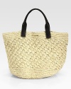 EXCLUSIVELY AT SAKS.COM. A uniquely designed tote made from woven palm leaves featuring chic leather handles.Double top handlesOpen topOne inside patch pocketCotton lining14 X 26¼ X 19½Woven palm leaves; leather handlesImported