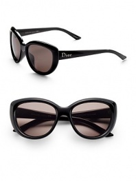 Modern cateye frames updated for a versatile sophisticated look. Available in shiny black with brown grey lens.Optyl Dior logo temple 100% UV protection Made in Italy 