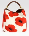 A pretty poppy-print highlights canvas in this roomy top-handle carryall.Leather top handle, 7½ dropTop snap closureOne inside zip pocketTwo inside open pocketsCotton lining114W X 14H X 6¼DMade in Italy