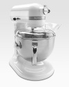 A high-performance, professional-level mixer with a powerful motor and a large stainless steel bowl that can effectively mix up to 14 cups of flour per batch and powerfully churn through yeast bread dough and triple batches of cookie dough.