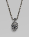 An antiqued skull pendant is crafted from pure sterling silver and hangs from a titanium box-chain necklace. From the Waves Collection Sterling silver Titanium chain, about 22 long Lobster clasp Imported 