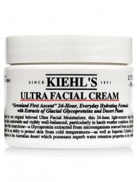 24 Hour, light-textured hydrator. Reduces moisture loss. Continuous water replenishment throughout day. Not tested on animals. Inspired by our original, beloved Ultra Facial Moisturizer, this 24-hour, light-textured daily hydrator leaves skin comfortable and visibly well-balanced, particularly in harsh weather conditions.