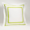 A Euro sham with a bright chartreuse border adds a touch of color to any ensemble.