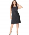 Look pretty and professional with Tahari Woman's sleeveless plus size sheath dress, accented by crafted applique.