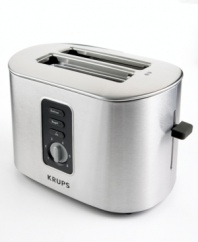 This elegant toaster from Krups will soon become a fixture in your kitchen, making crisp, perfectly prepared toast within its stylish brushed stainless steel housing. One-year warranty. Model TT6170.