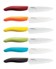 Invite precision results into your kitchen with a professional knife that delivers a difference you can feel. The incredibly lightweight construction of the ceramic blade balances perfectly in your palm for straight and thin slices. Holding its edge 10 times longer than other cutlery, this knife stands out with razor sharp angling that stays sharper, longer. 5-year warranty.