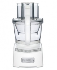 Offering home chefs with more options than ever, this next-generation food processor from Cuisinart is destined for culinary greatness. It comes fully equipped with two interchangeable bowls, plus an adjustable, 6-position slicing disc that ensures results exactly as you intended. Three-year limited warranty. Model FP-12.