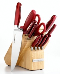 Stop on red! An eye-catching collection includes everything a true gourmet needs to cut it up. Ergonomic designs are balanced for comfort and precision with high-carbon stainless steel blades that retain sharp edges for every longer. Meet the best cutlery your kitchen will ever know!