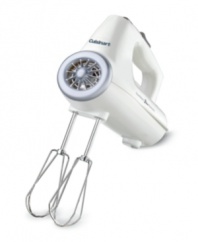 Turn even the toughest ingredients into a smooth mixture with this easy-beat hand mixer. The powerful, extra-long beaters even cut through cold sticks of butter with unrivaled ease and control. Three-year limited warranty. Model CHM-3.