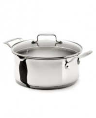The features professional chefs love, now in your home kitchen. This Emerilware soup pot has a layered base that includes sheets of stainless steel and aluminum for exceptional heat conductivity -- just what you need for pro-style results. Lifetime warranty.