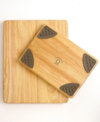 Prepping food without a solid surface is always a struggle. These two wooden boards are finely crafted with exclusive soft rubber feet that grip the counter, providing a strong, steady place to work. Limited lifetime warranty.