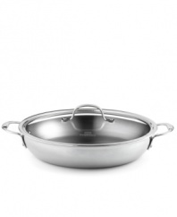Brilliant good looks. Perfect gourmet results. Combining the long-lasting radiance of stainless steel with the superior  performance of a highly conductive, heavy-gauge aluminum core, the Calphalon Tri-Ply everyday pan makes it easy to prepare mouthwatering meals day after day -- each more memorable than the last. Lifetime warranty.