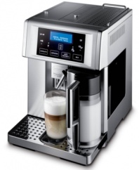 Push-button brew. The whip-smart De'Longhi espresso machine produces the perfect coffee -- fresh, aromatic and full of flavor -- with exceptional ease. From its integrated burr grinder to it's patented milk steaming/frothing system, everything is controlled with a digital touch screen that lets you customize every aspect of your brew. One-year warranty. Model ESAM6700.