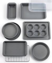 Everything you need to set up shop. The basics of bakeware bring professional excellence into your kitchen with a durable nonstick finish and a dishwasher-safe construction that makes baking a breeze. Limited lifetime warranty.
