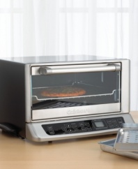 Cooking shouldn't be a guessing game - this smart toaster oven uses its Exact Heat(tm) sensor to maintain precise oven temperature. Bake, broil and toast in brilliant stainless steel with a brushed chrome commercial-style handle. Three-year limited warranty. Model TOB-155.