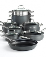 Stylish cookware that suits the needs of every cook and kitchen. Enjoy the phenomenal cooking results facilitated by hard-anodized aluminum exteriors that spread heat quickly and evenly, while nonstick surfaces make low and no-fat cooking an everyday possibility. Limited lifetime warranty.