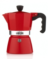 Let's get personal-this bold red aluminum press is the perfect size for whipping up rich, flavorful espresso exactly the way you like it. The classic, timeless appeal of this stunning piece delivers extraordinary taste that only improves with more time and use. Safe on gas, electric and radiant heat sources, this must-have has a soft ergonomic handle and endless versatility. Lifetime warranty.