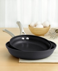 Light and fluffy or filled to the brim with tasty toppings, make omelettes easy anytime with this exquisite set of Calphalon® nonstick pans. Hard-anodized, medium- to heavy-gauge aluminum construction ensures exceptional results, while the nonstick interior never fails to make cooking and cleanup a breeze. Lifetime warranty.